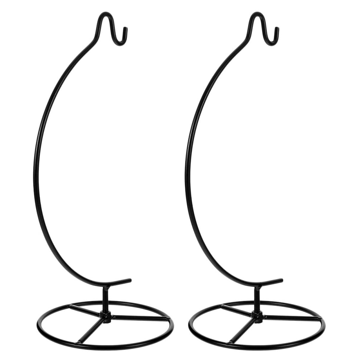 NUOBESTY 2pcs Moon-shaped Ornament Display Hanger Iron Hook Rack for Hanging Flowerpot Stand, Air Plant Planter Holder, Black Metal Micro Landscape Bottle Hanger for Indoor Home Décor