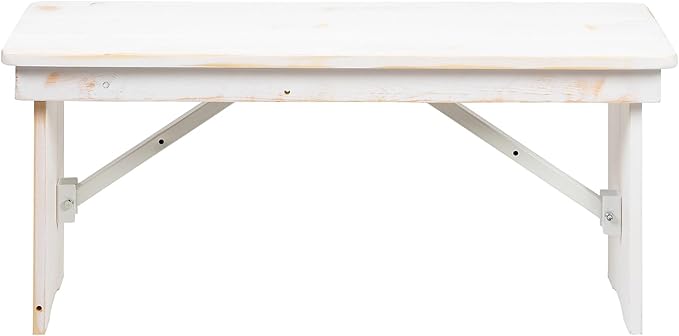 Flash Furniture HERCULES Series 40" x 12" Antique Rustic White Solid Pine
