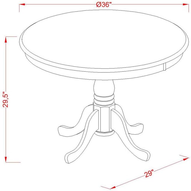 East West Furniture ANVA5-LWH-C 5 Piece Dining Room Table Set Includes a Round