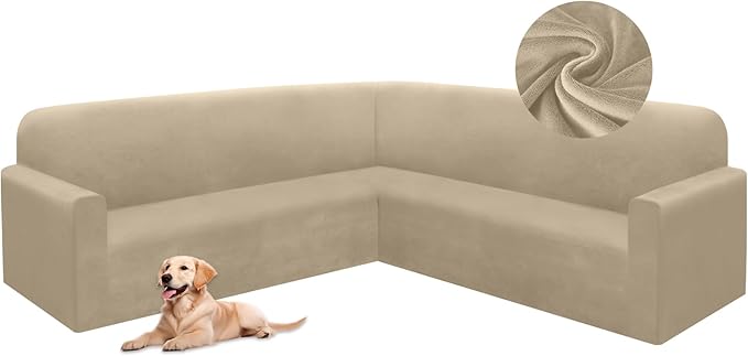 HDCAXKJ Corner Sectional Couch Covers Velvet Stretch L Shape Sofa Cover Soft