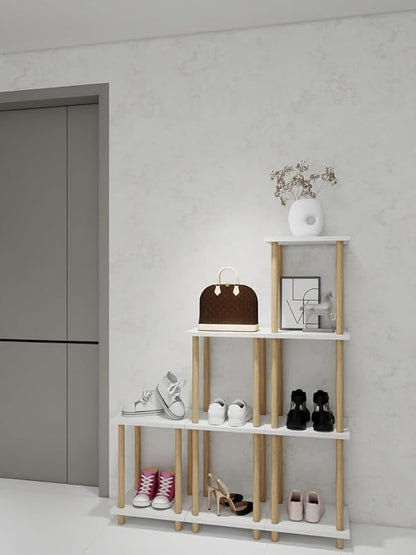 4-Tier White Bookshelf, Wooden Bookcase with Open Shelves, for Small Spaces,Living Room Bedroom Office,No-Tool Assembly,11.8" D x 14.1" W x 47.2" H inches.