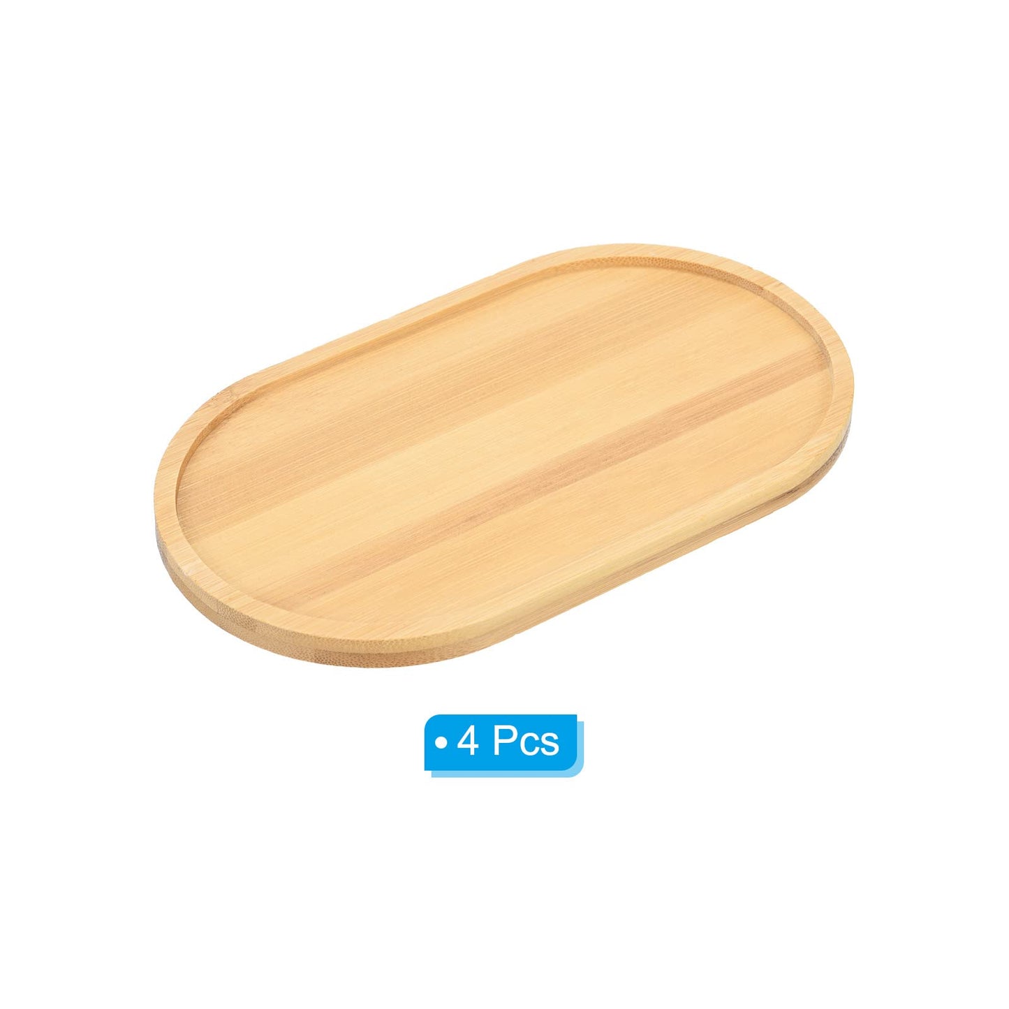 PATIKIL Plant Pot Saucer 7x4 Inch, 4 Pack Bamboo Oval Flower Drip Tray for Home Indoor