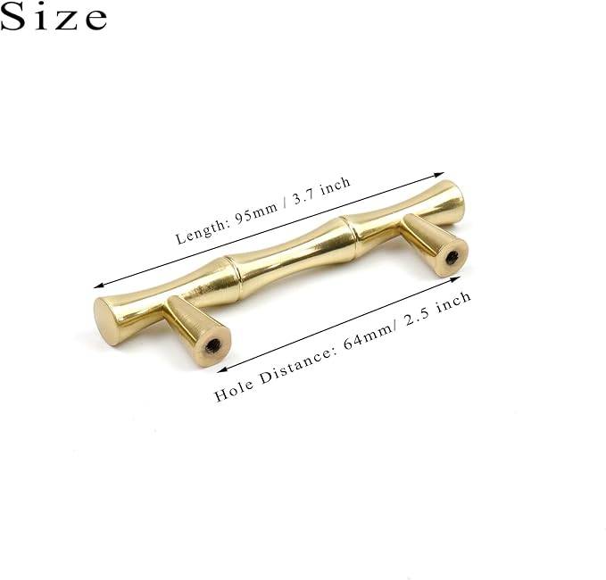 2PCS Bamboo Shape Handle, Zinc Alloy Cabinet Handles, 2.5 Inch Hole Distance