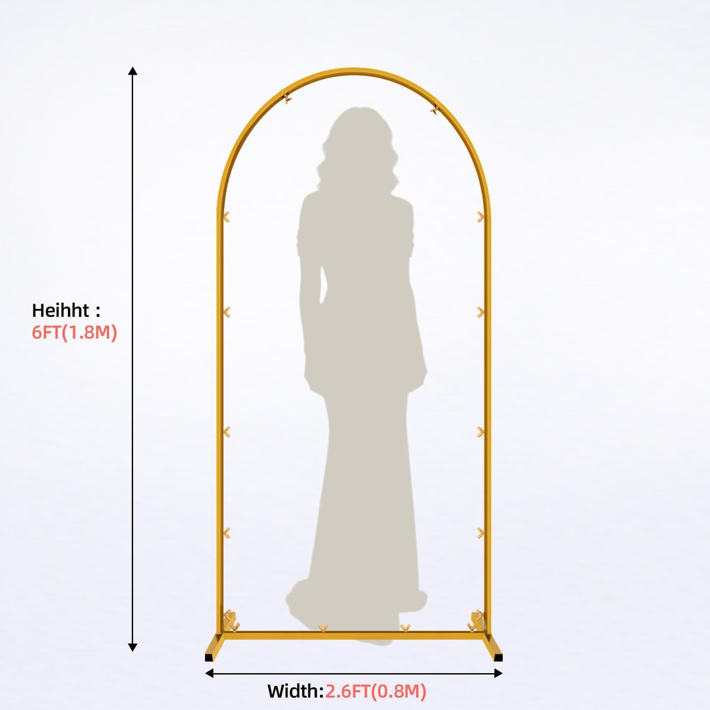 Gold Metal Arch Backdrop Stand, 6FT Wedding Arch Stand for Birthday Party Bridal Baby Shower Graduation Ceremony Photo Booth Garden Floral Balloon Arches Decoration