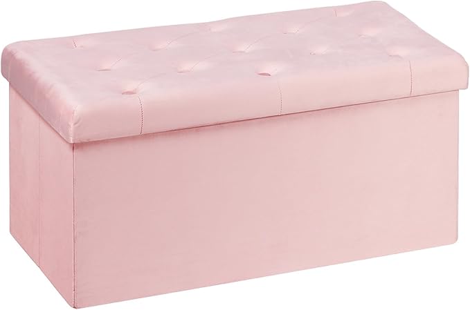 B FSOBEIIALEO Folding Storage Ottoman, Long Ottomans Shoes Bench, Velvet