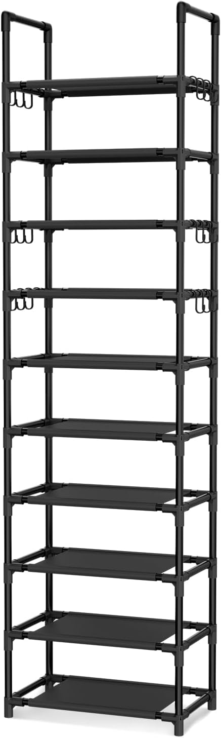 VTRIN 10 Tiers Tall Shoe Rack Holds 20-25 Pairs of Shoes Sturdy Vertical Shoe
