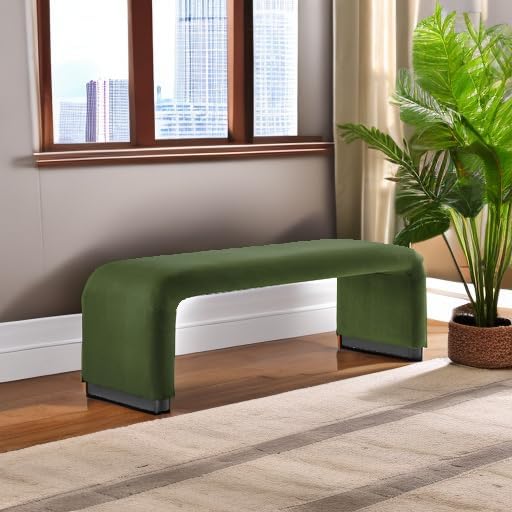 Modway EEI-6734-BLK-MOS Koda Performance Velvet Waterfall Long Bench