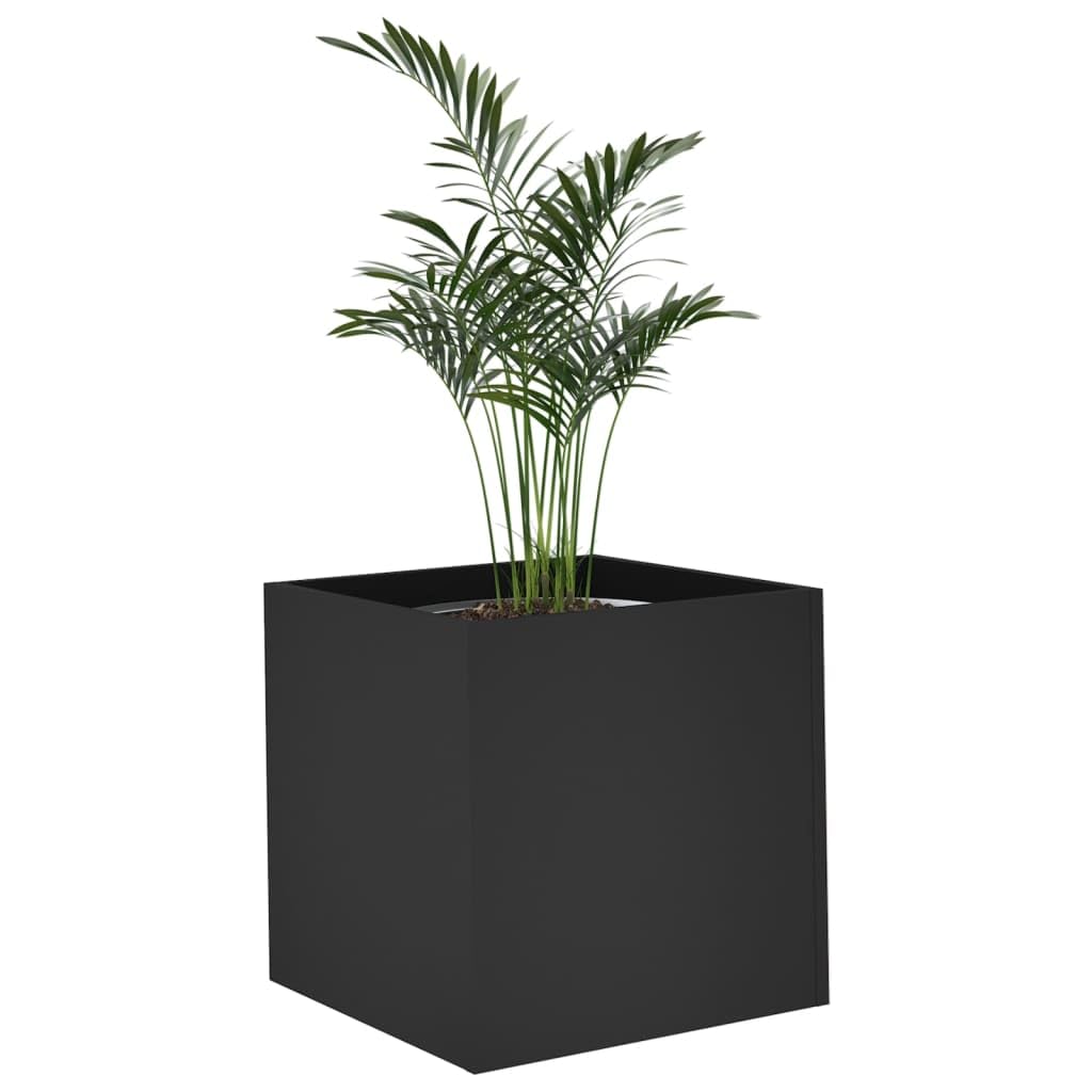 LoogCape Square Planter Box, Black Engineered Wood, 15.7x15.7x15.7 inch, Modern Indoor Decor, Living Room, Bedroom, Office, Low Maintenance
