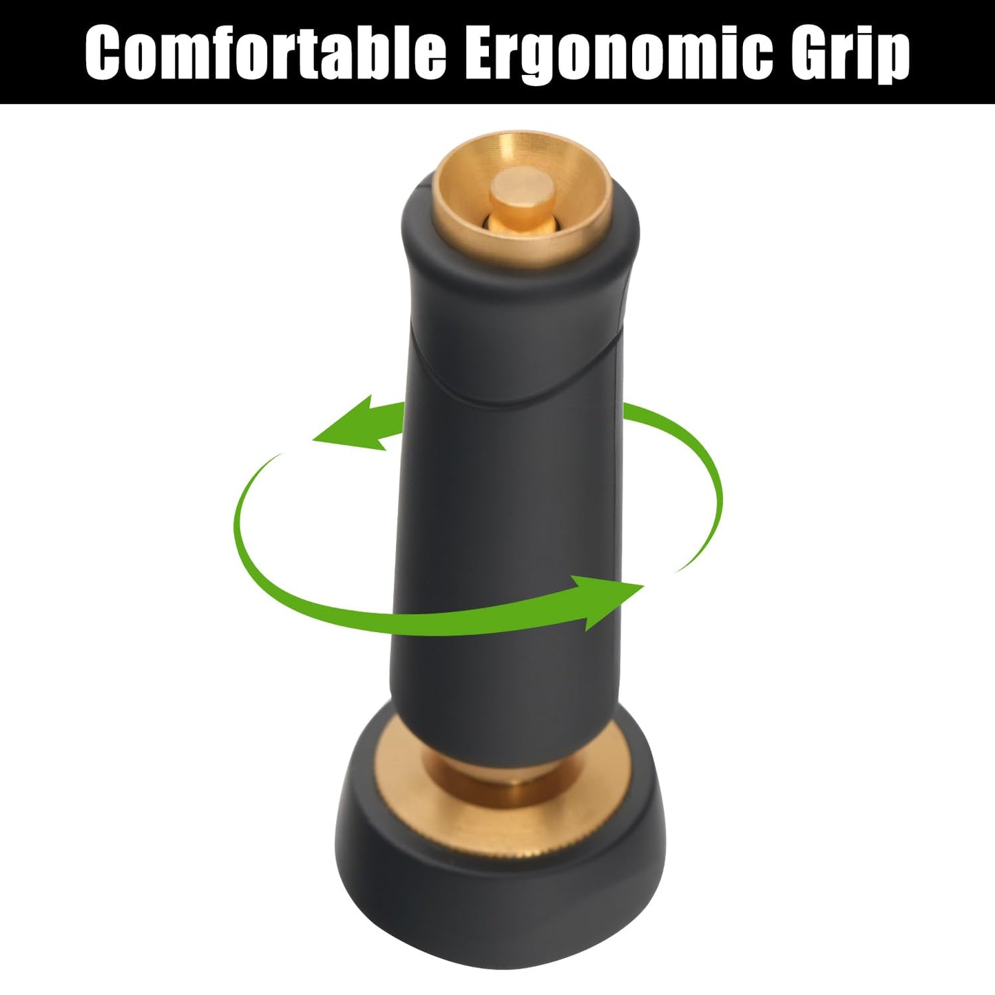Brass Hose Nozzle, Heavy-Duty Sprayer for Garden Hoses, High Pressure Adjustable Twist Hose Nozzle, Spray Gun Rubber-Coated, Extra 10 Rubber Washers, 2 Pack