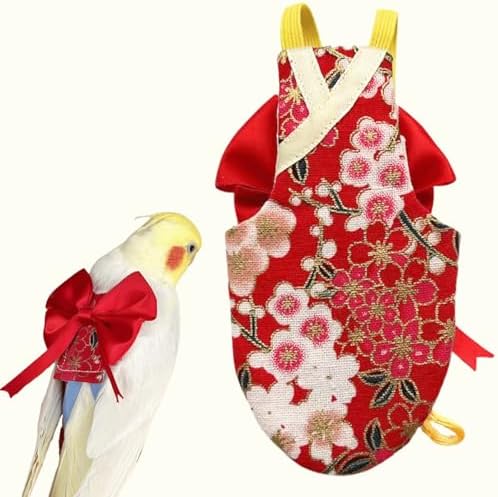 Bird Flight Suits Diapers, Parrot Flight Suits Diapers for Quaker Parakeets Cockatiels Conures Macaw African Grey, Bird Diaper, Parrot Clothes (Red A,2XL)