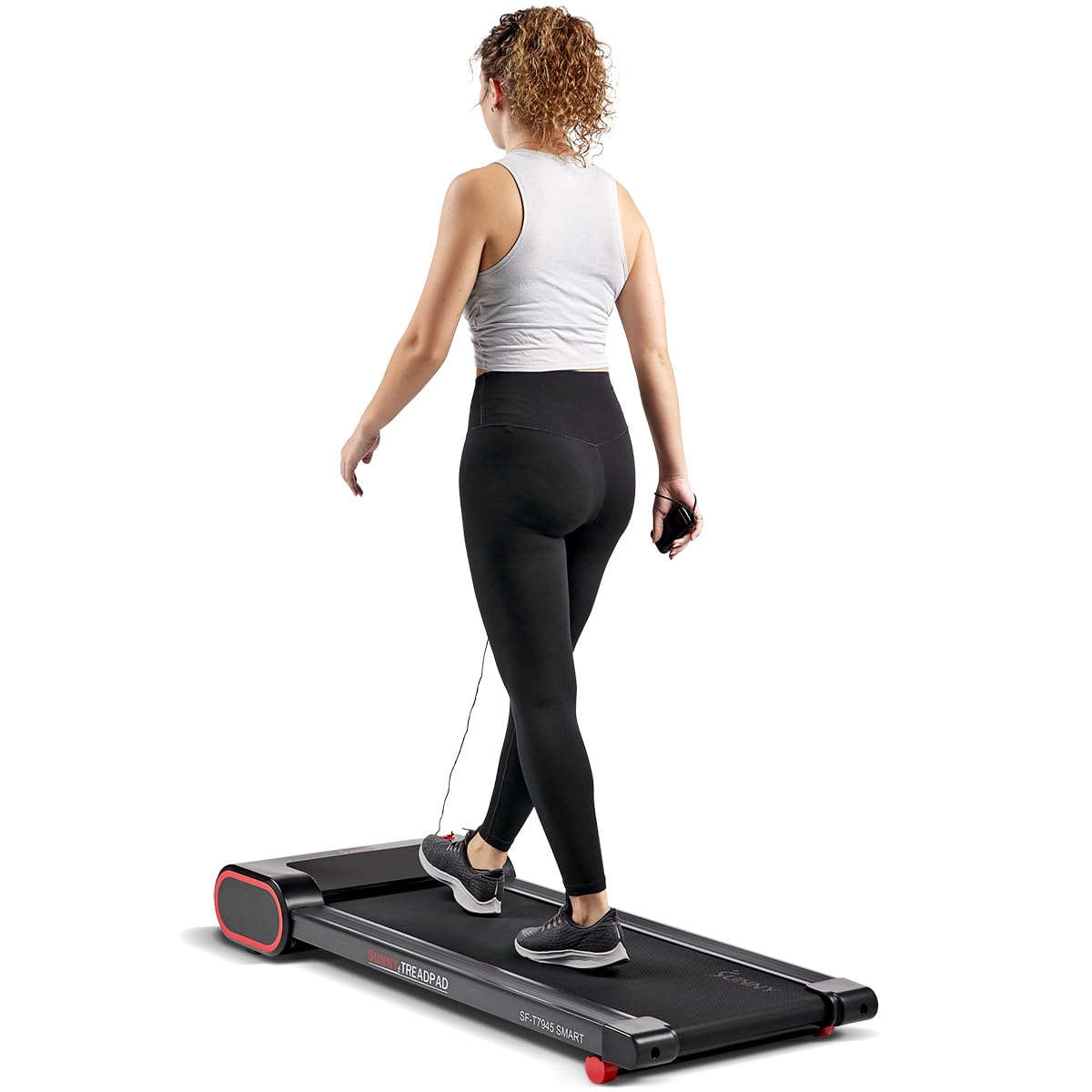 Sunny Health & Fitness Smart Slim Under Desk Walking Treadpad with Remote Control, LCD Display, Improved Safety, Energy-Efficient Design, and Exclusive SunnyFit App - SF-T7945SMART