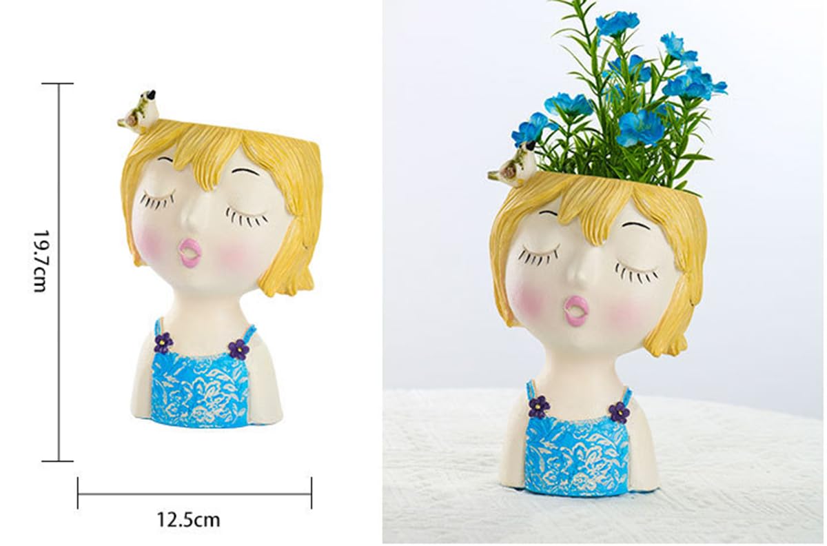 WLDOCA Face Planters Pots Head Planter, Plant Pots with Heads for Plants, Lady Statue Plant Pot, Unique Flower Pots with Drainage, Thinking Women Statue, Boho Vase, Cute Vases Home Decor Gift,A