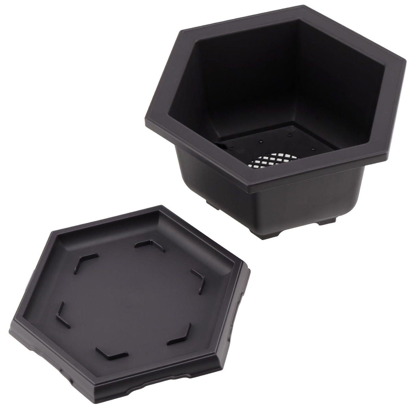 PINGEUI 4 Pack Plastic Bonsai Pot, 7.5 Inches Bonsai Training Pots with Drainage Humidity Tray, Large Bonsai Plant Tree Pots for Garden, Yard, Balcony