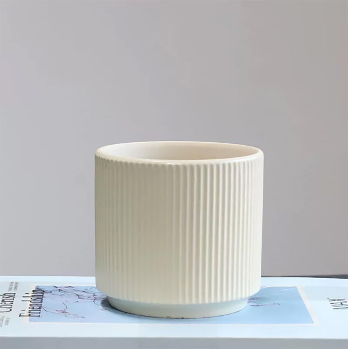 Puoyikt Ceramic 4.9+6.3 inch Planters, Modern Home and Office Flowerpot, Indoor and Outdoor Flowerpot with Drainage Hole (Light Yellow)