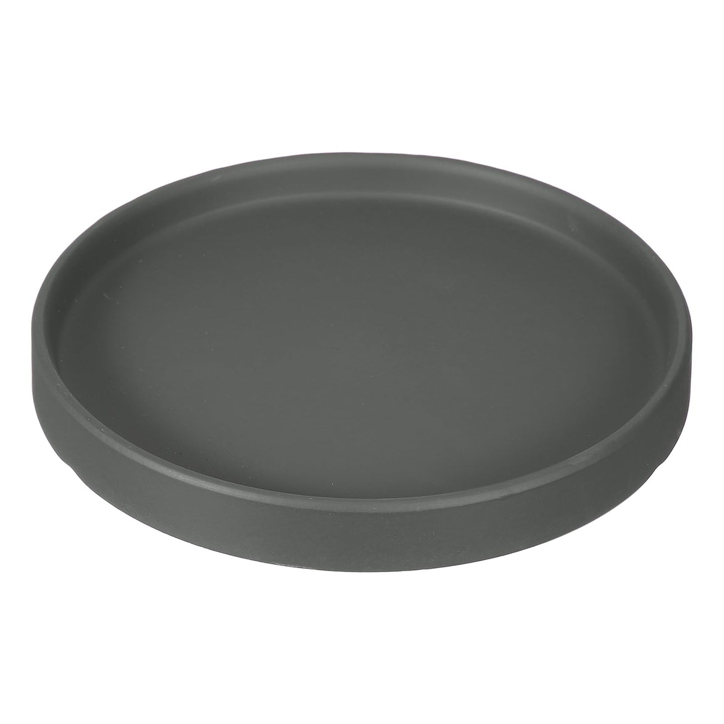YELARXI 6.7 Inch Ceramic Plant Saucers, Round Flower Planter Water Trays Ceramic Plant Saucer Pot Tray -Fitting for (Outdoor/Indoors/Garden/Planting/Water/Flower/Coffee) Dark Gray