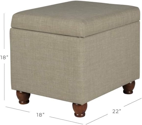 Homepop Home Decor | Upholstered MediumRectangular Storage Ottoman | Hinged Lid