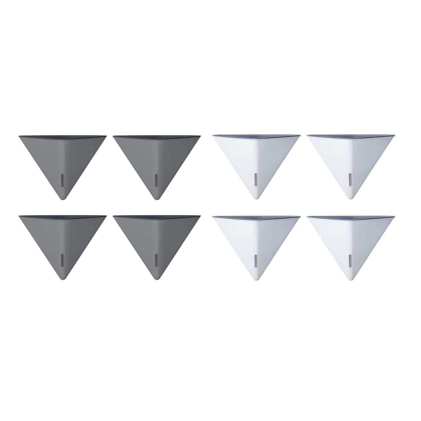 LaLaGreen Bundle - 12" x 4 Pack Gray + 12" x 4 Pack White Large Self Watering Geometric Hanging Flower Vase Vessel with Metal Hanger, Modern Stylish Wall Mounted Succulent Pot Holder Decor