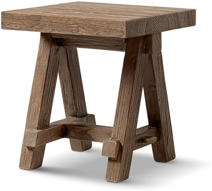 Pemberly Row 18 in Square Reclaimed Elm Side Table, Medium-Dark Brown Finish