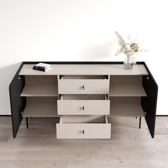 Meble Furniture Dalia 160cm x 45cm x 75cm Engineered Wood Sideboard — Cashmere