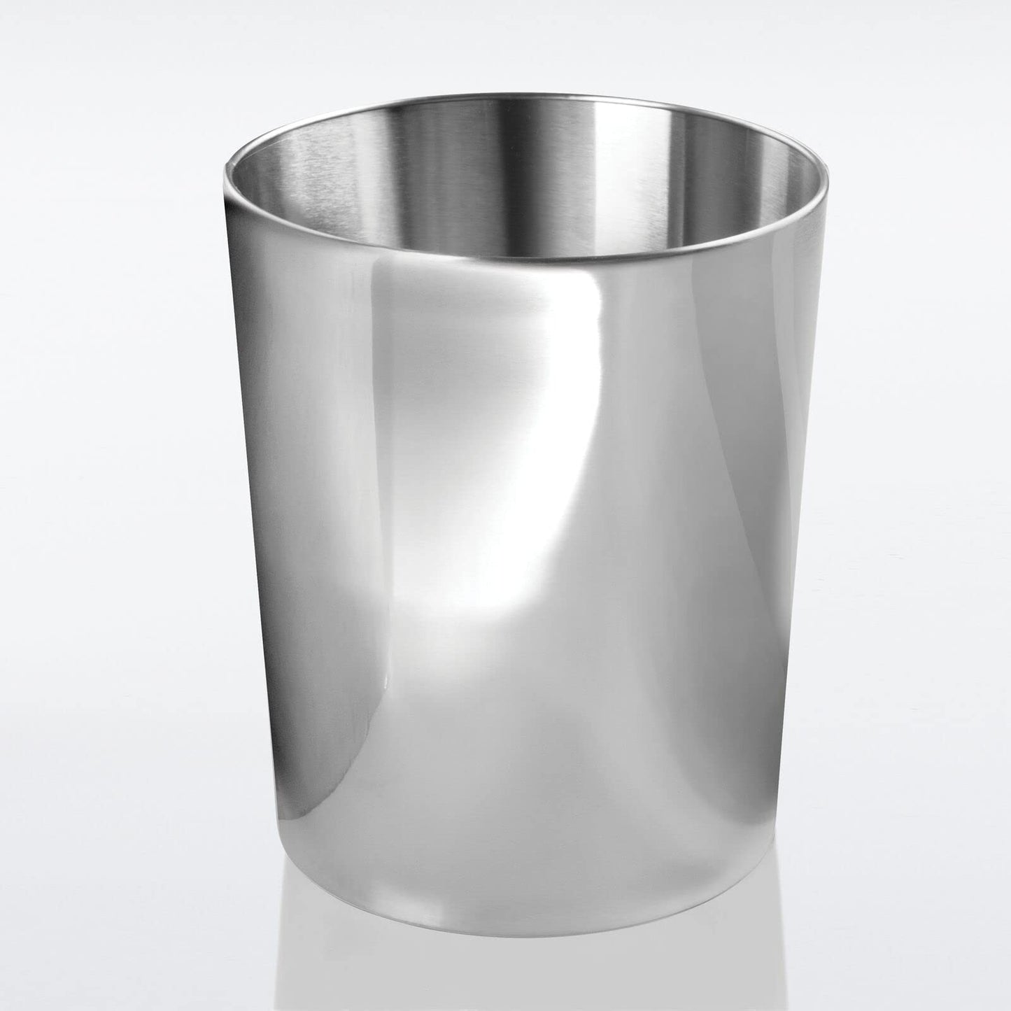 mDesign Round Metal Small 1.7 Gallon Recycle Trash Can Wastebasket, Garbage Container Bin for Bathrooms, Kitchen, Bedroom, Home Office - Durable Stainless Steel - Mirri Collection - Polished