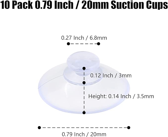 10 Pack Glass Table Suction Cups - 20mm Rubber Suckers