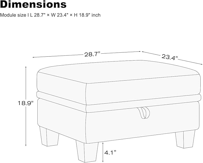 Belffin Standard Ottoman with Storage