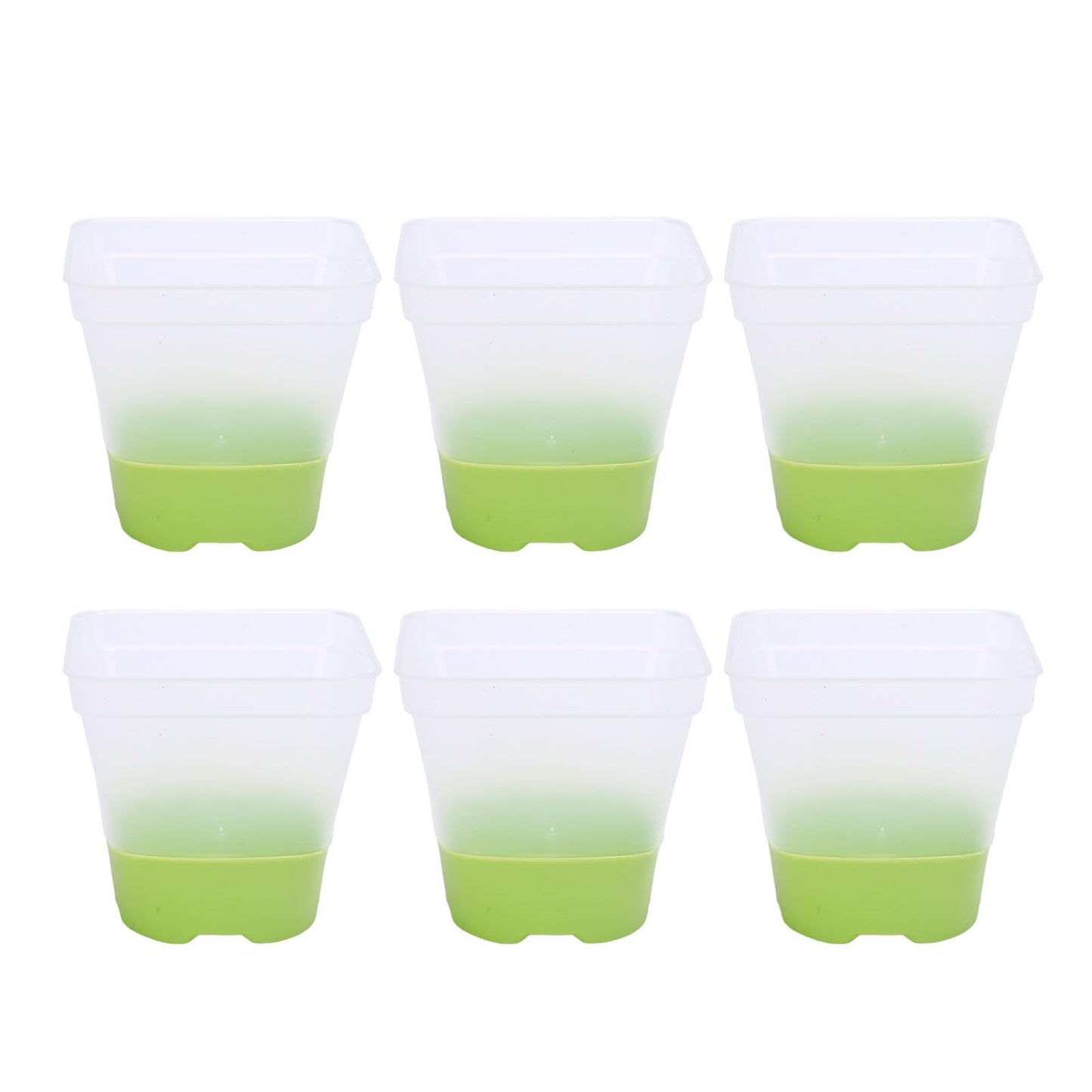 Yosoo Health Gear Nursery Pots with Drainage Holes 6 Sets Transparent Plastic Garden Pots Planter with Slipproof Silicone Base Lids, 3in Square Clear Plant Pot Reusable for Plants Starting