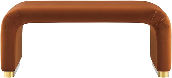 Modway EEI-6735-BRA-RUS Koda Performance Velvet Waterfall Ottoman, Brass Rust