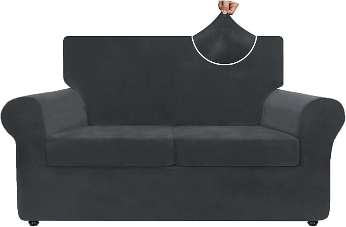 ZNSAYOTX Luxury Velvet Sofa Cover 3 Piece Stretch Loveseat Covers