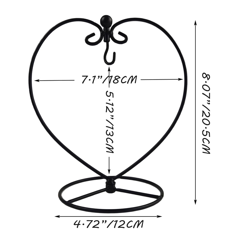 YY YEARCHY Ornament Display Stand for Mini Hanging Glass Globe Ball, Air Plant Flower Holder (Black, 8.07" x 4.72")