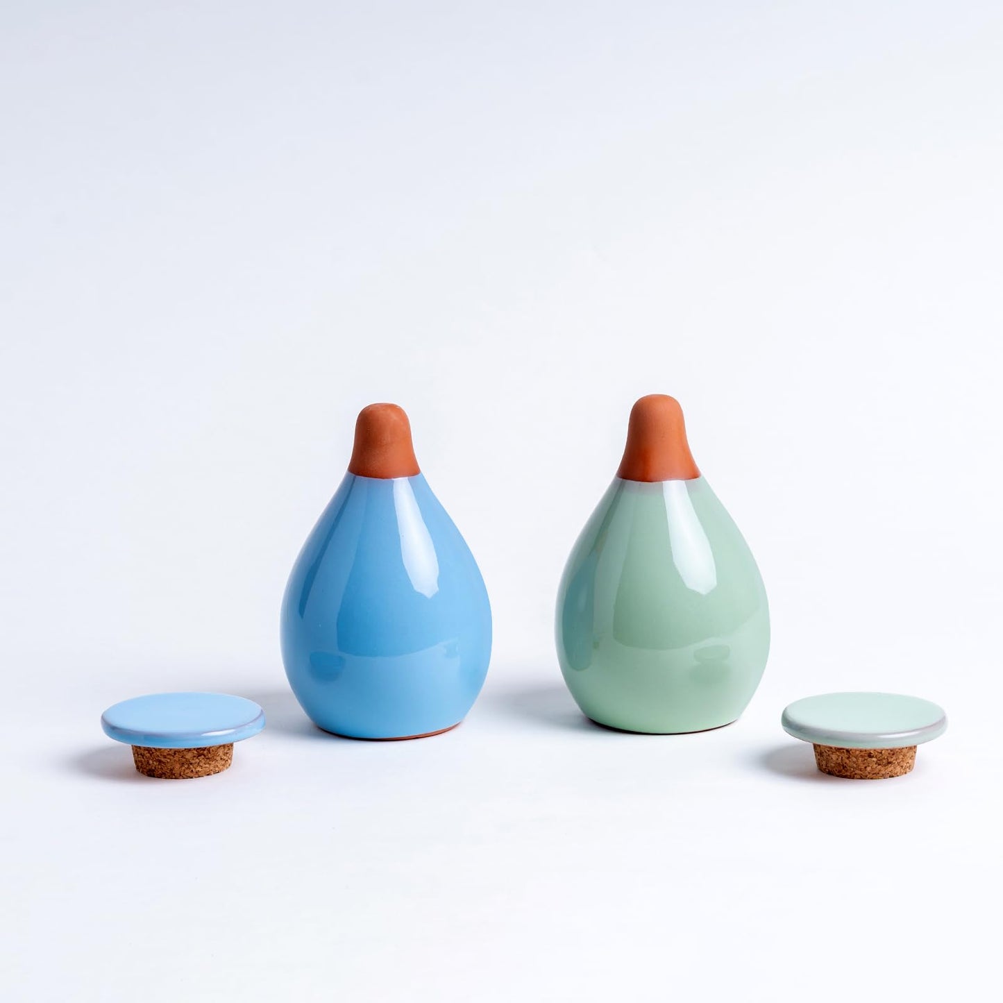 MOUGIGI 4-Pack Self Watering Planter Insert - 2 Blue and 2 Green Ceramic Watering Globes for Indoor Plants, Terracotta Bulbs, and Small Plant Pots - 300ml Capacity, 1 Weeks Autonomy