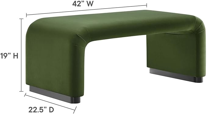 Modway EEI-6735-BLK-MOS Koda Performance Velvet Waterfall Ottoman
