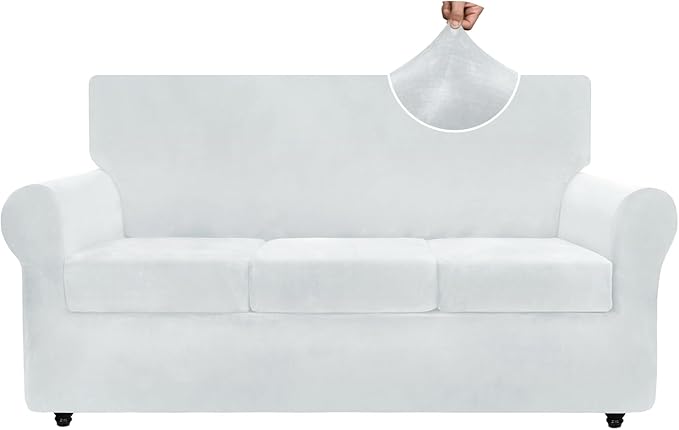 ZNSAYOTX Luxury Velvet Couch Cover 4 Piece Stretch Sofa Covers