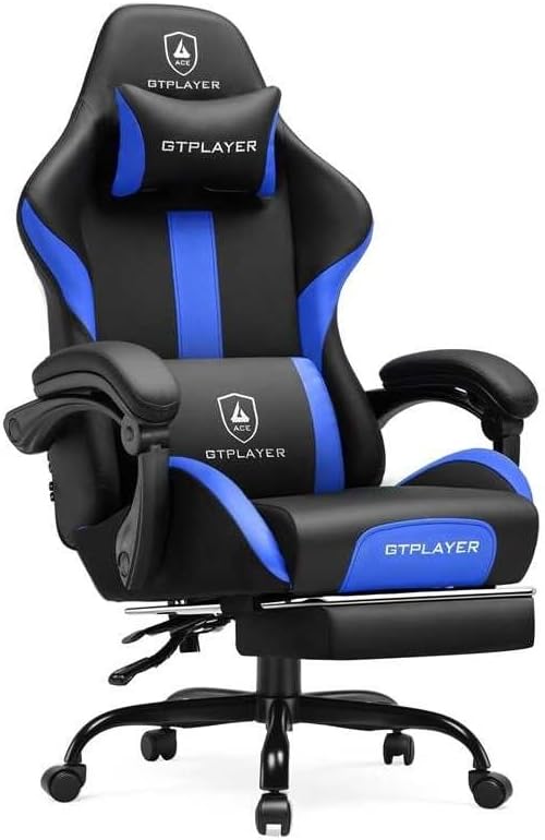 GTPLAYER Gaming Chair with Pocket Spring Cushion, Leather Office Chair with