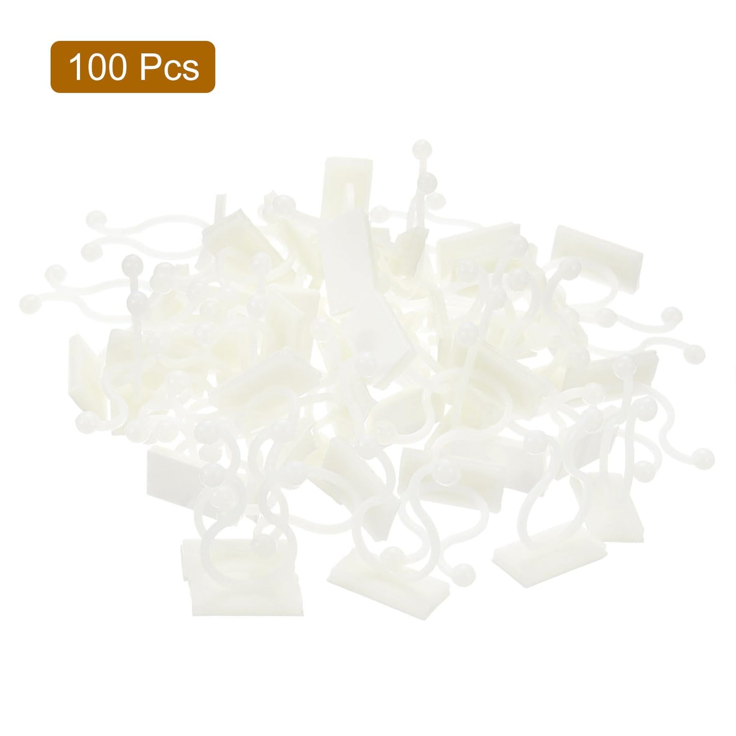 uxcell 100Pcs Plant Climbing Wall Fixture Clips, Plant Fixer Self-Adhesive Hooks Wire Fixing Supporting for Indoor Outdoor Decoration and Cable Wire Fixing (White, 19mm/0.75")