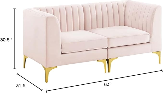 Modway EEI-4346-PNK Triumph Channel Tufted Performance Velvet Loveseat