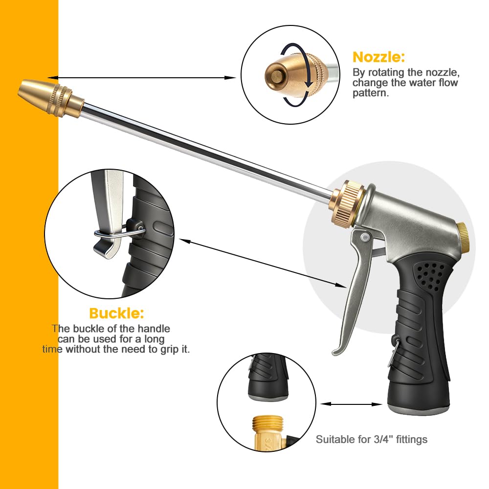 Garden Hose Nozzle with Soap Dispenser, High Pressure Water Nozzle with Adjustable Spray Patterns for Watering Plants, Car Washing, and Pet Showering (Foam Gun B)