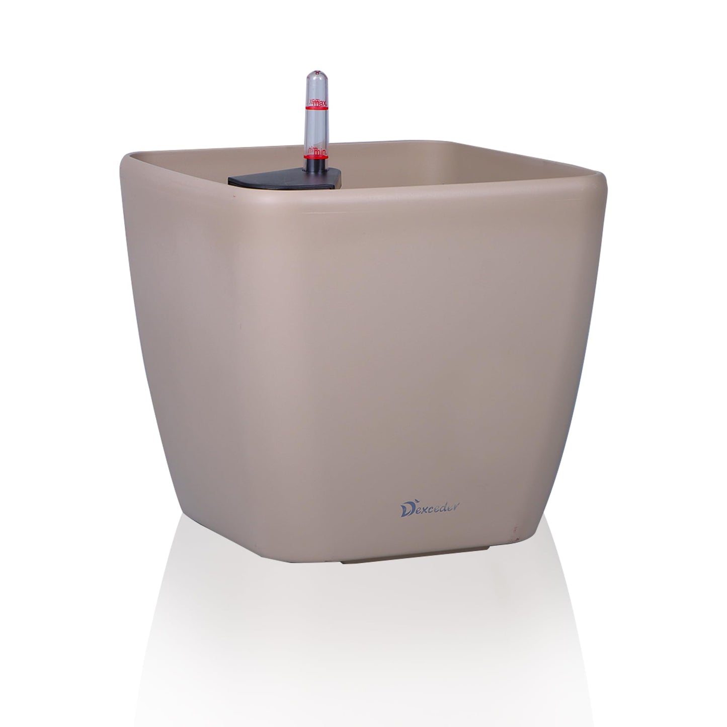 Dexceder 9x8 Self Watering Planter Indoor Outdoor, Inner Mat Design, Thickened Table Flower Plant Pot with Water Level Indicator (Taupe Matte)