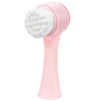 Face Brush 2 in 1, Facial Cleansing Exfoliating Scrubber Brush, Silicone Double Side Manual Face Wash Scrub Brush with Soft Bamboo Charcoal Fiber for Deep Pore Cleansing, Massaging, Skin Care