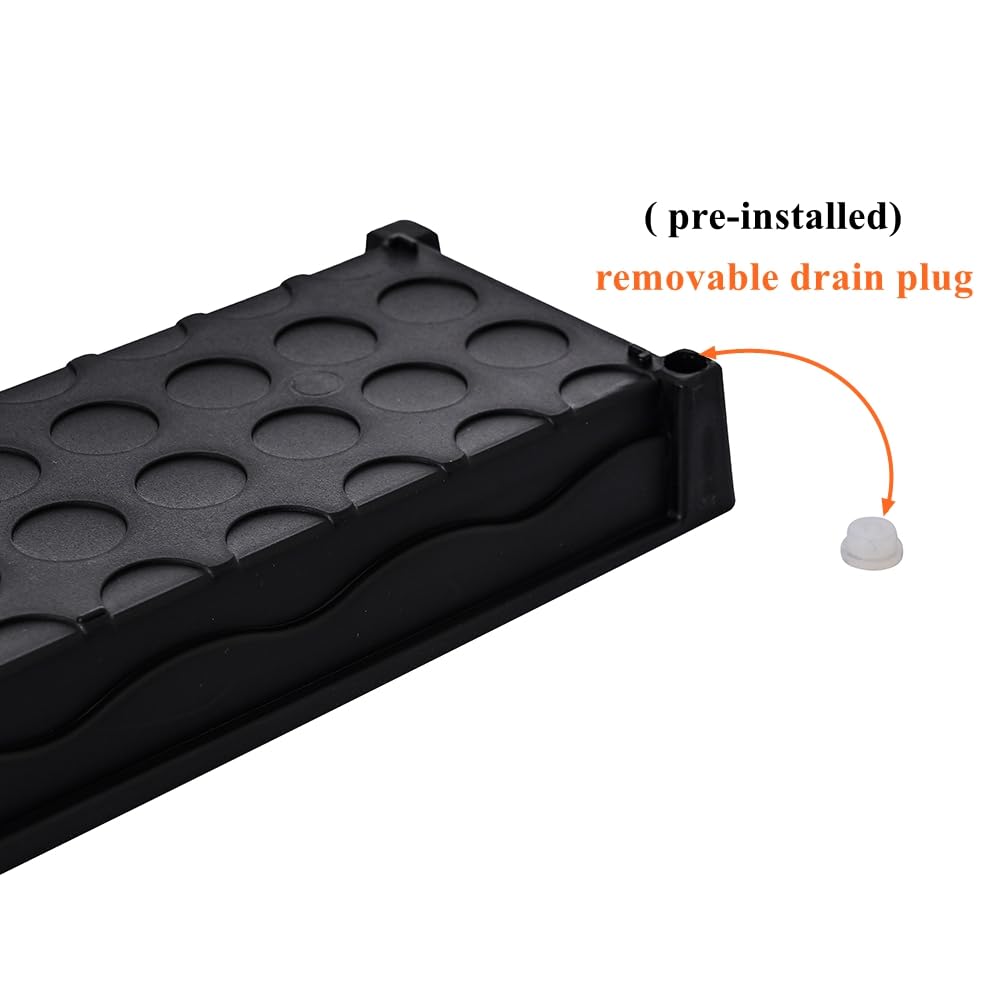 BangQiao 6 Pack 16.20 Inch Black Plastic Decorative Rectangular Planter Pot Saucer Drip Tray with Removable Drain Plug for Windowsill, Shelf, Tabletop, Kitchen, Balcony, Small Potted Plant