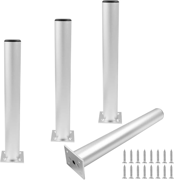 Set of 4 Aluminum Alloy Furniture Legs 10 Inch Height, 1.5 Inch Diameter