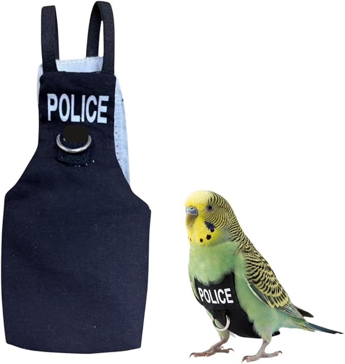 Bird Diaper Flight Suit, Cute Cosplay Parrot Clothes, Easy-to-Wear Washable Nappy, Durable Metal Ring Harness for Cockatiel, Conure, African Grey, Parakeet Outdoor Flying (Without Leash,XS)