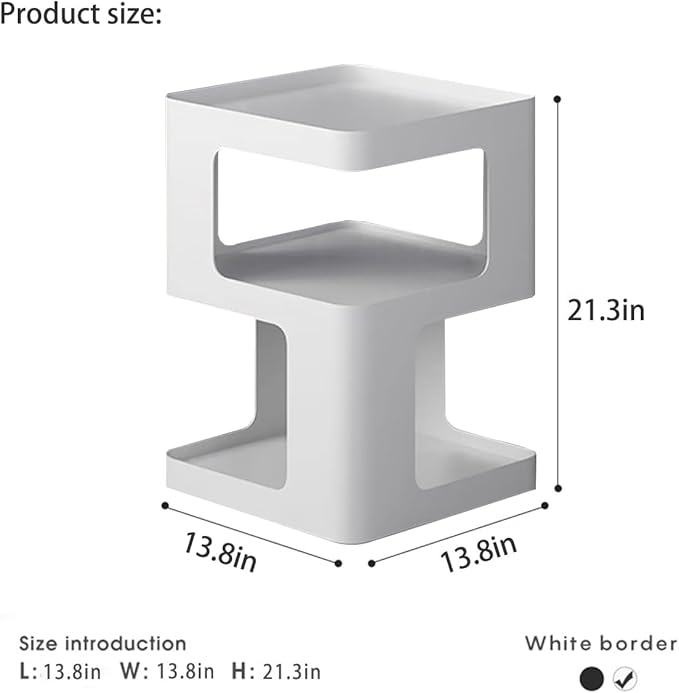 Modern Metal Side Table with Storage, Small End Table