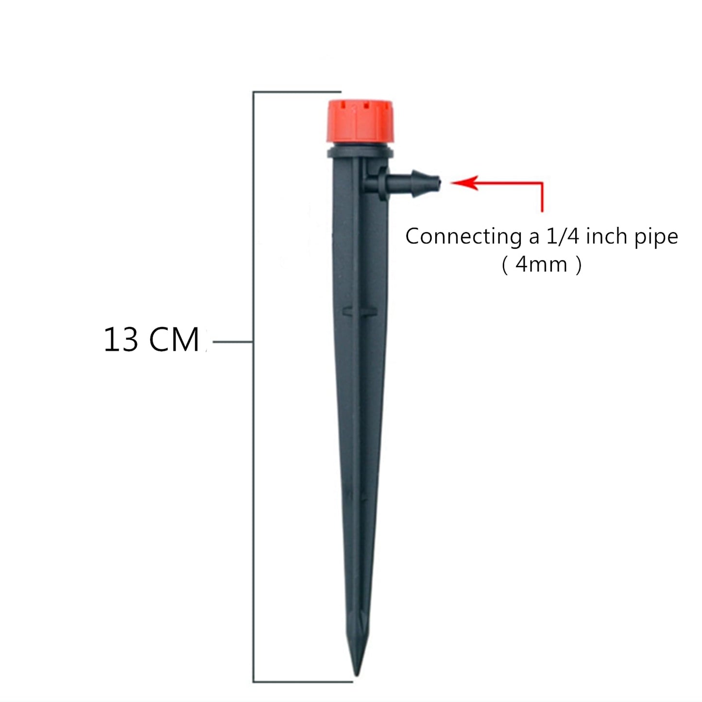 PRUNkuar 50pcs Drip Emitters for 1/4" Drip Irrigation Tubing, Adjustable 360 Degree Water Flow Drippers on 5" Arrow Stake, Garden Irrigation Drippers for (4-7mm) Watering System
