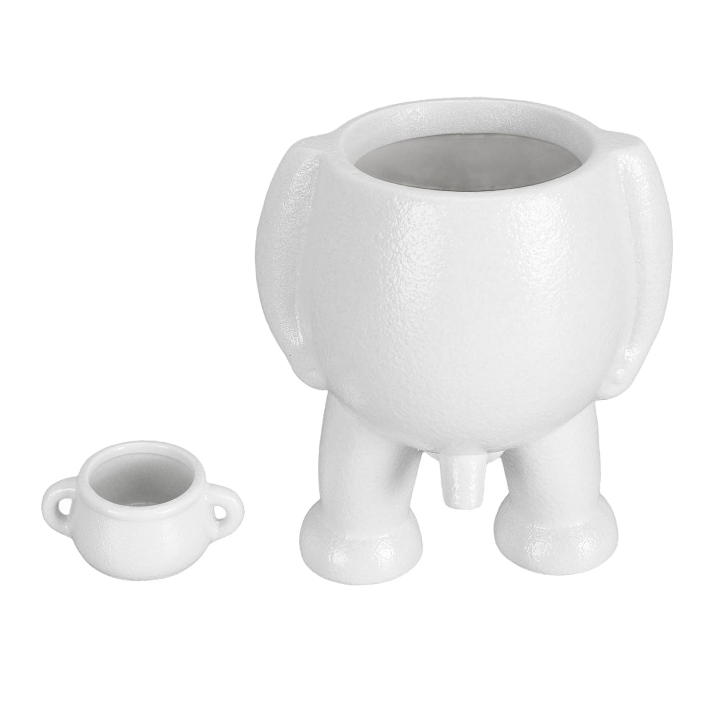 RIZGHWOY Human Figure Shaped Ceramic Flower Planter, Decorative Desktop Plant Pot, White