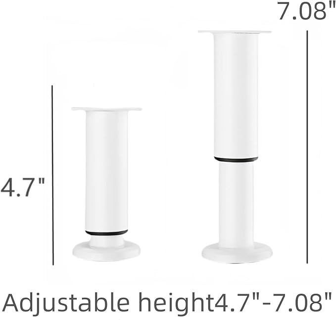 4PCS Adjustable 4.7-7.08 Inch Metal Furniture Legs White Furniture Replacement