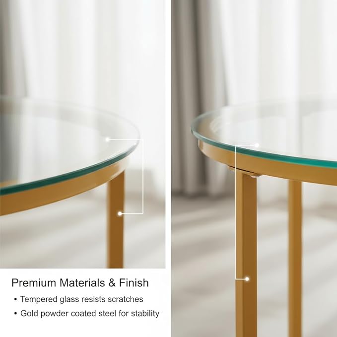 Round Nesting Coffee Table Set of 2, Modern Glass Nesting Tables, Stacking
