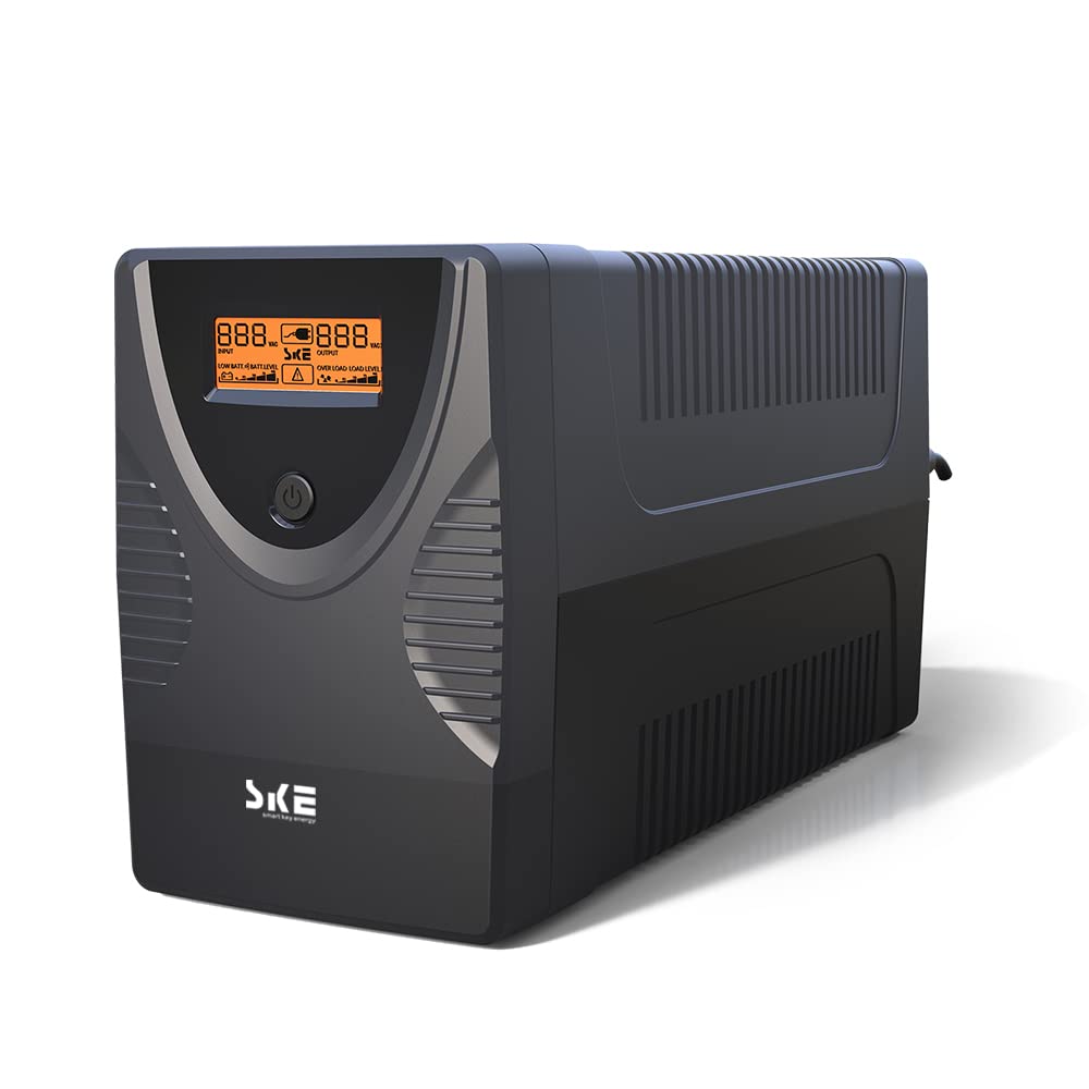 Ups Battery Backup and Surge Protector 1250VA/720W,Computer Uninterruptible Power Supply Units,Battery Backup Intelligent LCD,SKE Back UPS,Uninterruptible Power Supply,Battery Backup for Computer SKE