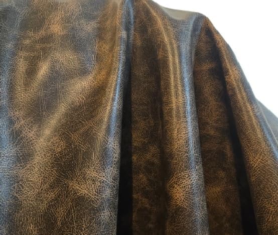 Brown Vintage Distressed Soft Faux Leather Fabric PU Peta Approved Vegan