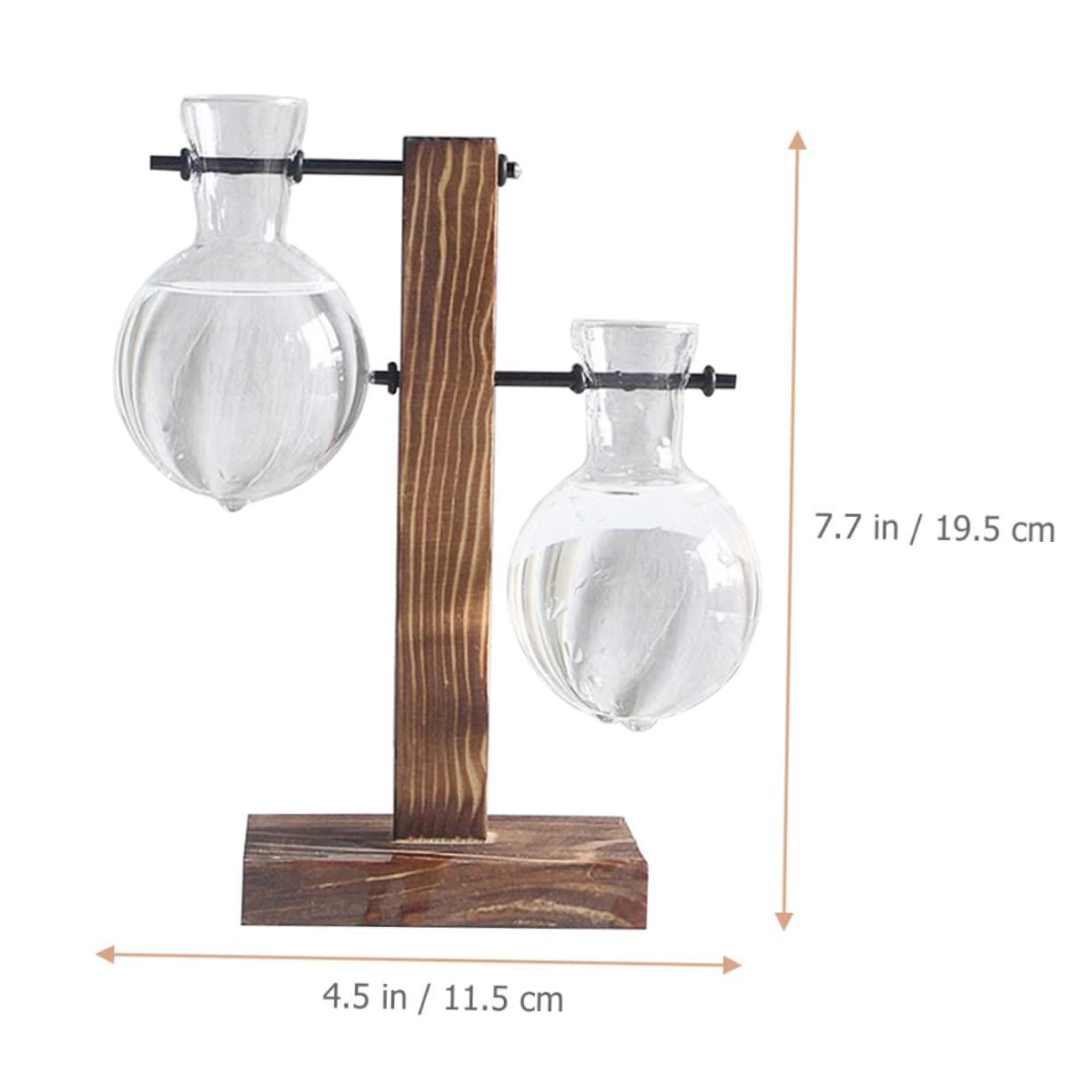 Hemoton 2pcs Hydroponic Glass Vase Wooden Base Stand Modern Plant Terrarium Tabletop Vase for Indoor Gardening Stylish